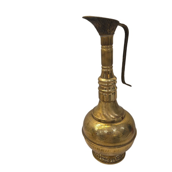 Vintage Etched Brass Vase 17.5\